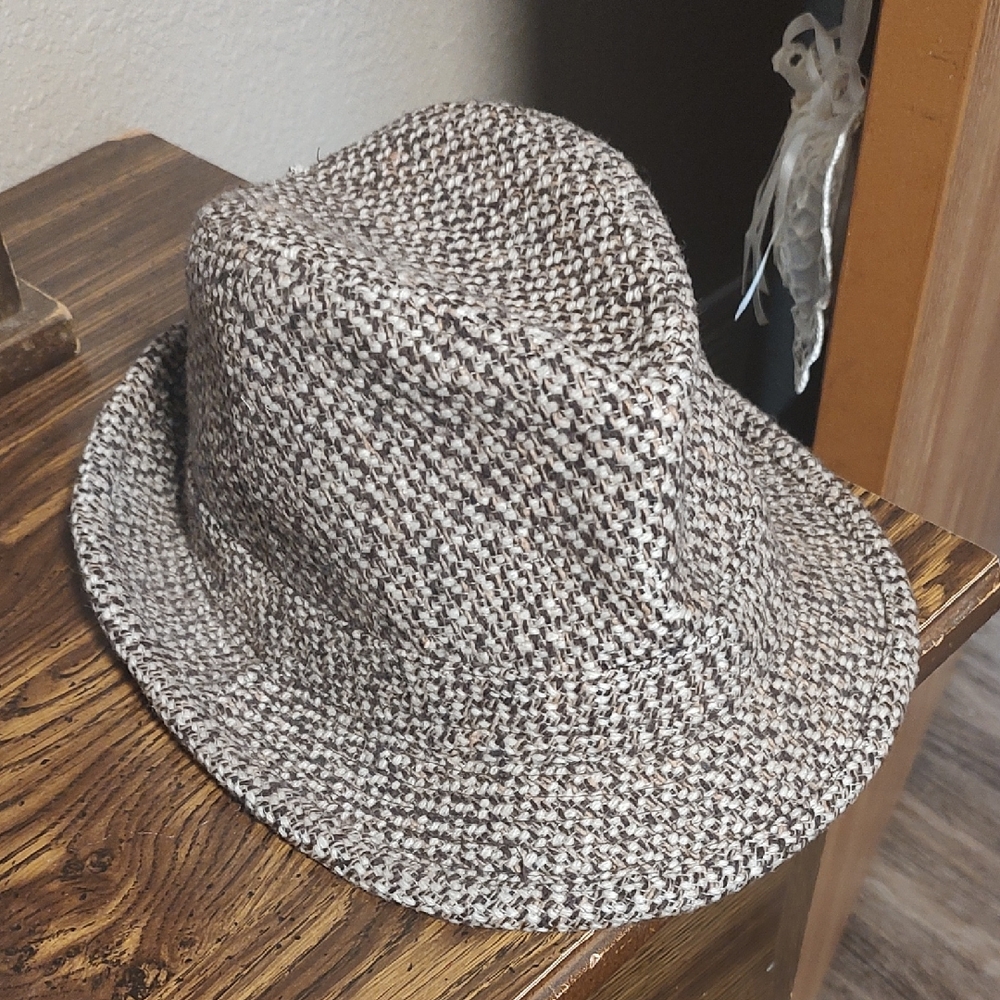 Stylish Brown Tweed Fedora Hat